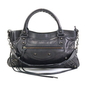Balenciaga The First Leather Shoulder Bag Black